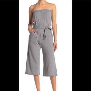 NWT Gray Strapless Tie Waist Jumper Size Large